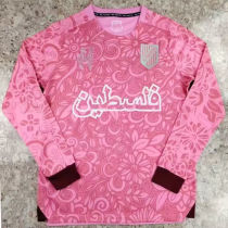 2024/25 Palestine Pink Long Sleeve Soccer Jersey 阿拉伯文