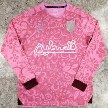 2024/25 Palestine Pink Long Sleeve Soccer Jersey 阿拉伯文