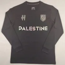 2025 Palestine Black Long Sleeve Soccer Jersey 英文