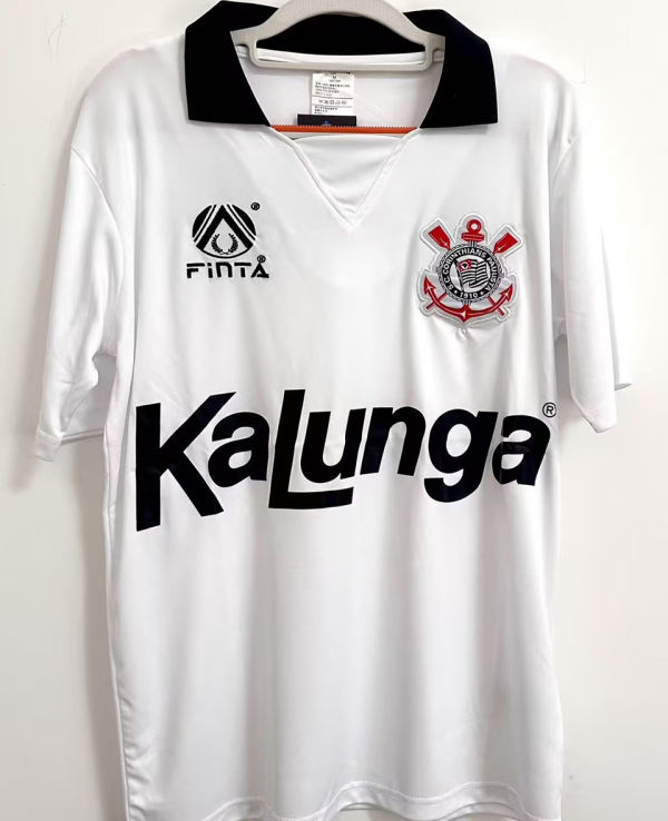 1990 Corinthians Home White Retro Soccer Jersey
