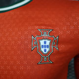 2025 Portugal Home Red Player Version Long Sleeve Soccer Jersey