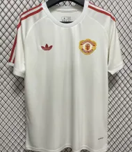 2025 M Utd White Retro Style Fans Training Jersey