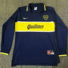 1997 Boca Home Blue Retro Long Sleeve Soccer Jersey