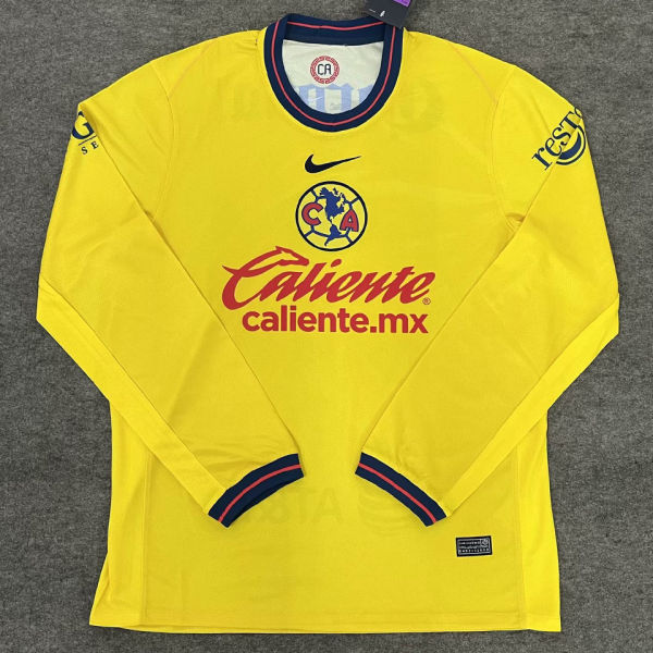 2024/25 Club America Home Yellow Long Sleeve Fans Jersey