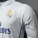 2016/17 RM White Home Retro Player Version Long Sleeve Jersey 球员版
