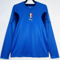 2006 Italy Home Blue Retro Long Sleeve Soccer Jersey