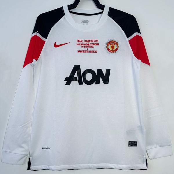 2010/11 M Utd Away Retro UCL Version Long Sleeve Soccer Jersey（胸前有绣欧冠决赛小字）