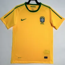 2010 Brazil Home Yellow Retro Soccer Jersey