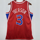 1996/97 76ers IVERSON #3 Red Retro NBA Jerseys 热压