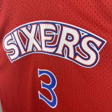 1996/97 76ers IVERSON #3 Red Retro NBA Jerseys 热压