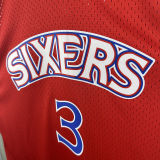1996/97 76ers IVERSON #3 Red Retro NBA Jerseys 热压