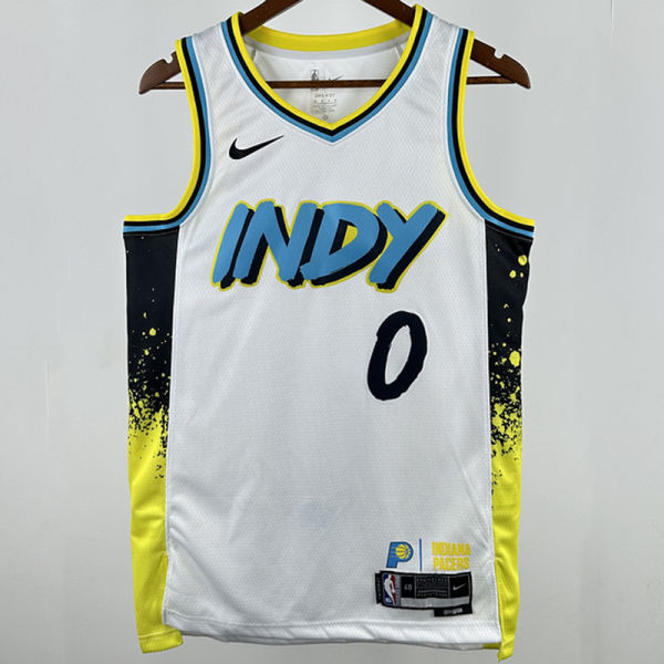 2025 Pacers HALIBURTON #0 White City Edition NBA Jerseys