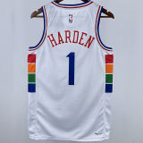 2025 76ers HARDEN #1 White City Edition NBA Jerseys 热压