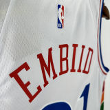 2025 76ers EMBIID #21 White City Edition NBA Jerseys 热压