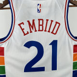 2025 76ers EMBIID #21 White City Edition NBA Jerseys 热压