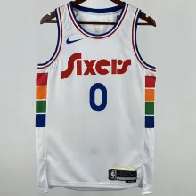 2025 76ers MAXEY #0 White City Edition NBA Jerseys 热压