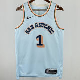 2025 Spurs WEMBANYAMA #1 Light Blue City Edition NBA Jerseys