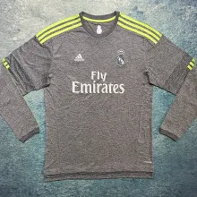 2015/16 RM Away Grey Retro Long Sleeve Soccer Jersey