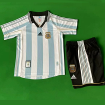 1998 Argentina Home Retro Kids Soccer Jersey