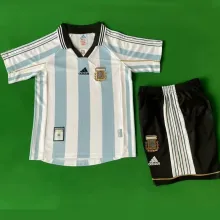1998 Argentina Home Retro Kids Soccer Jersey