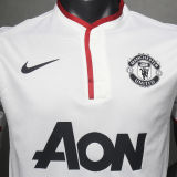 2013/14 M Utd Away White Retro Player Version Soccer Jersey