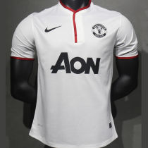 2013/14 M Utd Away White Retro Player Version Soccer Jersey