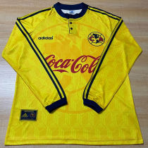 1998/99 Club America Home Yellow Retro Long Sleeve Soccer Jersey