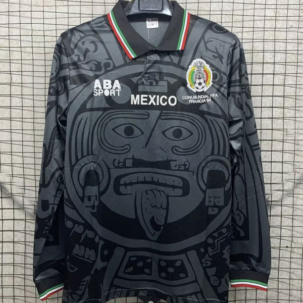1998 Mexico Black Retro Long Sleeve Soccer Jersey