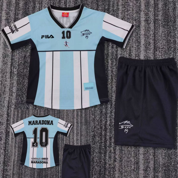 2001 Maradona #10 Argentina Home Retro Kids Soccer Jersey 2001有名有号