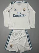 2017/18 RM Home White Retro Kids Long Sleeve Soccer Jersey 长袖