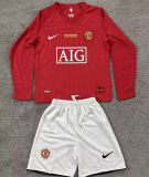 2007/08 M Utd Home Red Retro Kids Long Sleeve Soccer Jersey 长袖