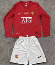 2007/08 M Utd Home Red Retro Kids Long Sleeve Soccer Jersey 长袖