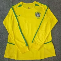 2002 Brazil Home Yellow Retro Long Sleeve Soccer Jersey