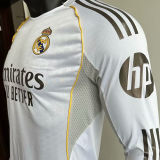 2025/26 RM Home White Long Sleeve Player Version Soccer Jersey