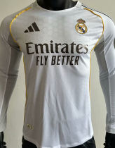 2025/26 RM Home White Long Sleeve Player Version Soccer Jersey