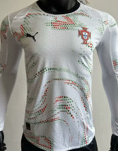 2025/26 Portugal Away White Long Sleeve Player Version Soccer Jersey