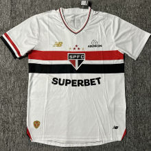 2025/26 Sao Paulo 1:1 Home White Fans Soccer Jersey 有胸前广告