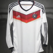 2014 Germany Home White Retro Player Version Long Sleeve Jersey 3 Start 三星 球员版