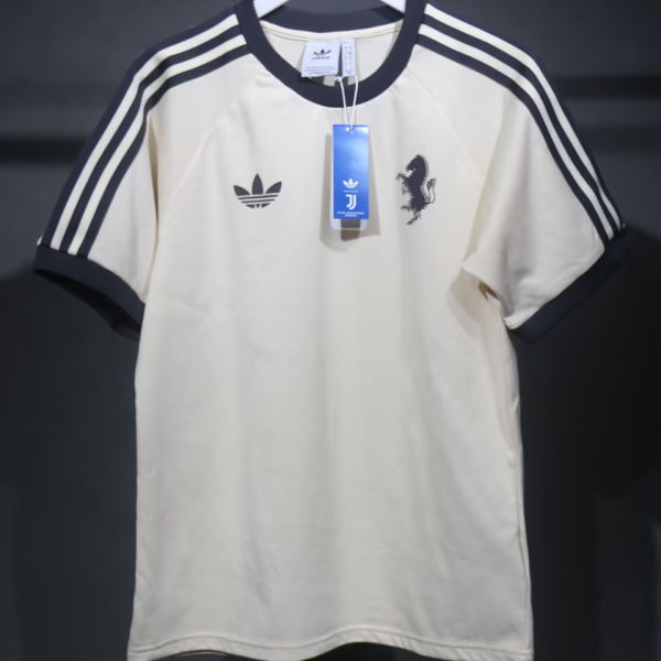 2025 JUV White Cotton Retro Style T-shirt