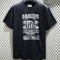 2025 Santos Black Cotton Retro Style T-Shirt