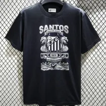 2025 Santos Black Cotton Retro Style T-Shirt