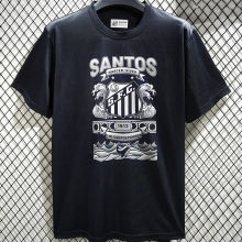 2025 Santos Black Cotton Retro Style T-Shirt