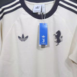 2025 JUV White Cotton Retro Style T-shirt