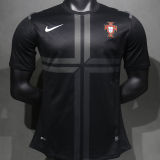 2013 Portugal Away Black Retro Player Version Soccer Jersey