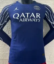 2024/25 PSG 4Th Blue Player Version Long Sleeve Soccer Jersey