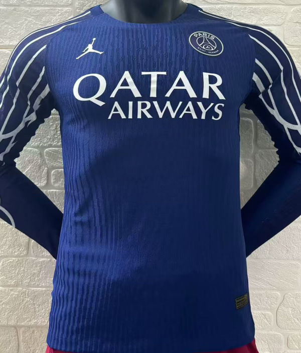 2024/25 PSG 4Th Blue Player Version Long Sleeve Soccer Jersey