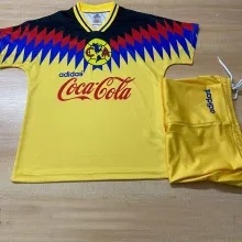 1995 Club America Home Yellow Retro Kids Soccer Jersey