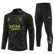2025 PSG Black Gold Stripe Half Pull Sweater Tracksuit