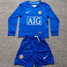 2008/09 M Utd Third Blue Retro Kids Long Sleeve Soccer Jersey 长袖