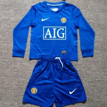2008/09 M Utd Third Blue Retro Kids Long Sleeve Soccer Jersey 长袖